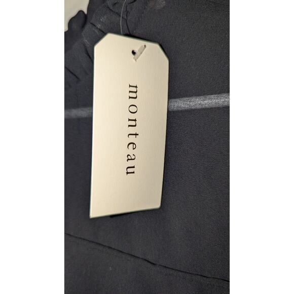 Ladies Monteau Black Blouse, Size Medium, 3/4 Sleeves with Ruffle - Picture 3 of 4